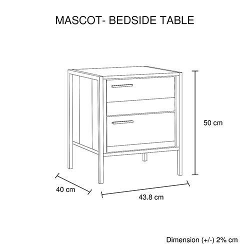 Mascot Industrial Bedside Table Oak Colour - Evopia