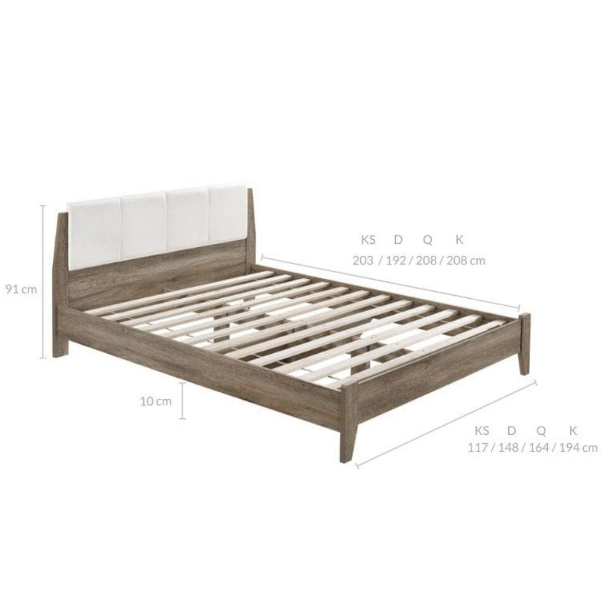 Scandi Wooden Bed Frame with Leather Upholstered Bed Head King - Evopia