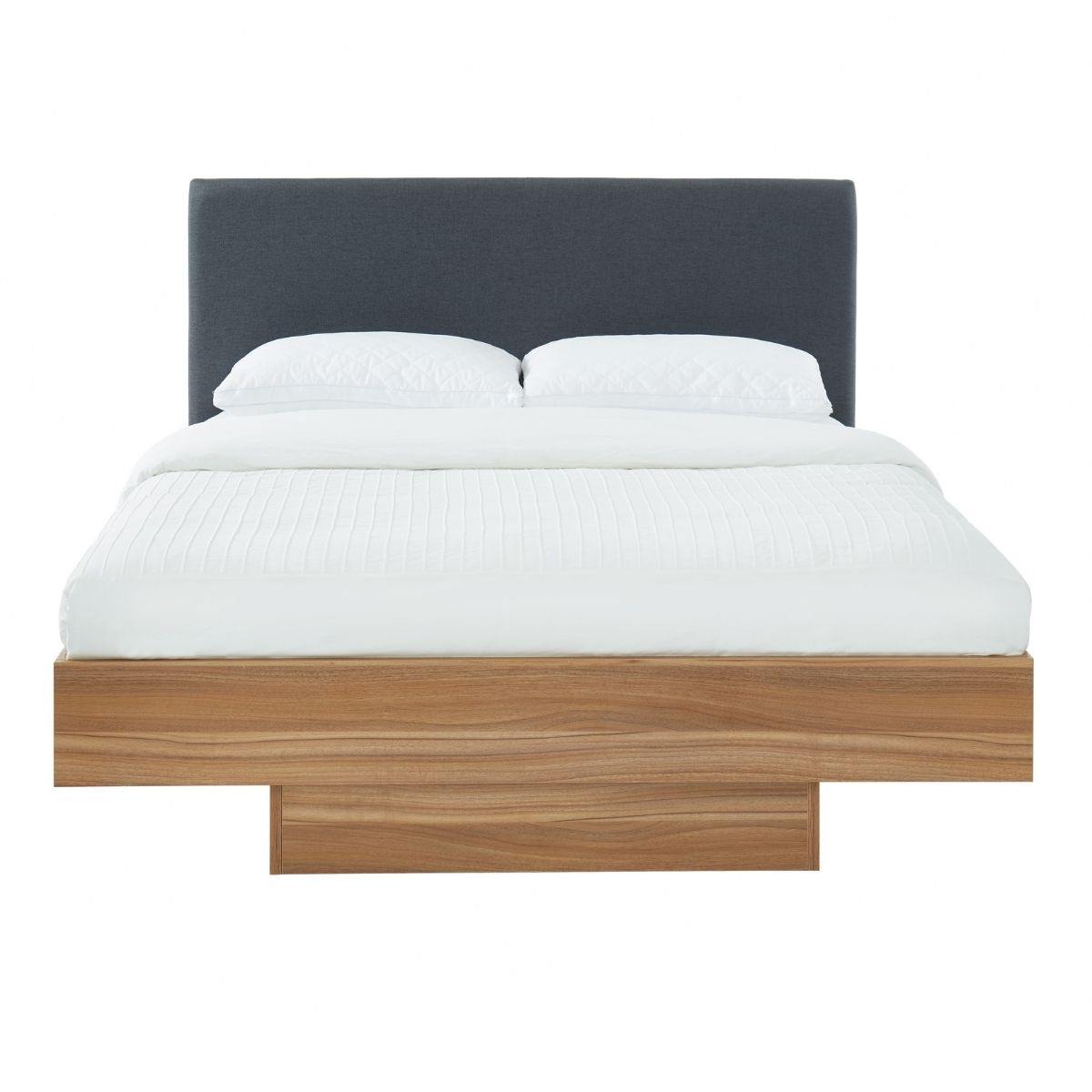 Scandinavian Walnut Oak Floating Bed Frame Queen - Evopia