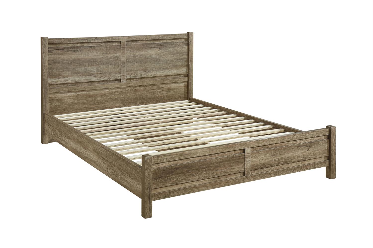 Queen Size Bed Frame Natural Wood like MDF in Oak Colour