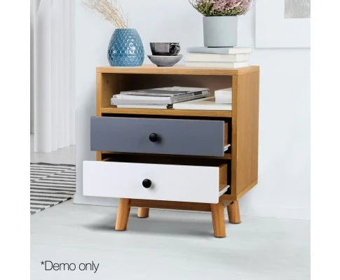 Retro Wooden Bedside Table - Evopia