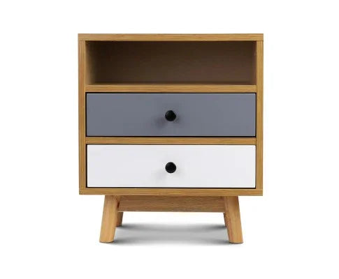 Retro Wooden Bedside Table - Evopia