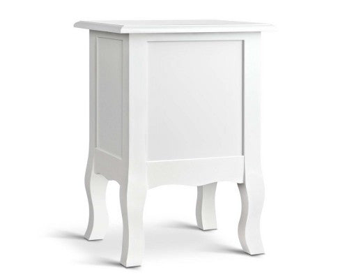 Vintage Style Bedside Side Table with 2 Drawers - White - Evopia