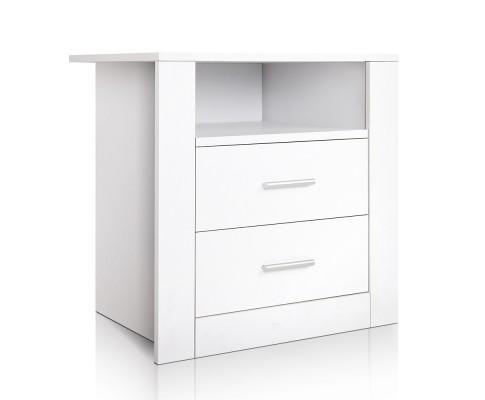 Anti-Scratch White Bedside Table 2 Drawers - Evopia