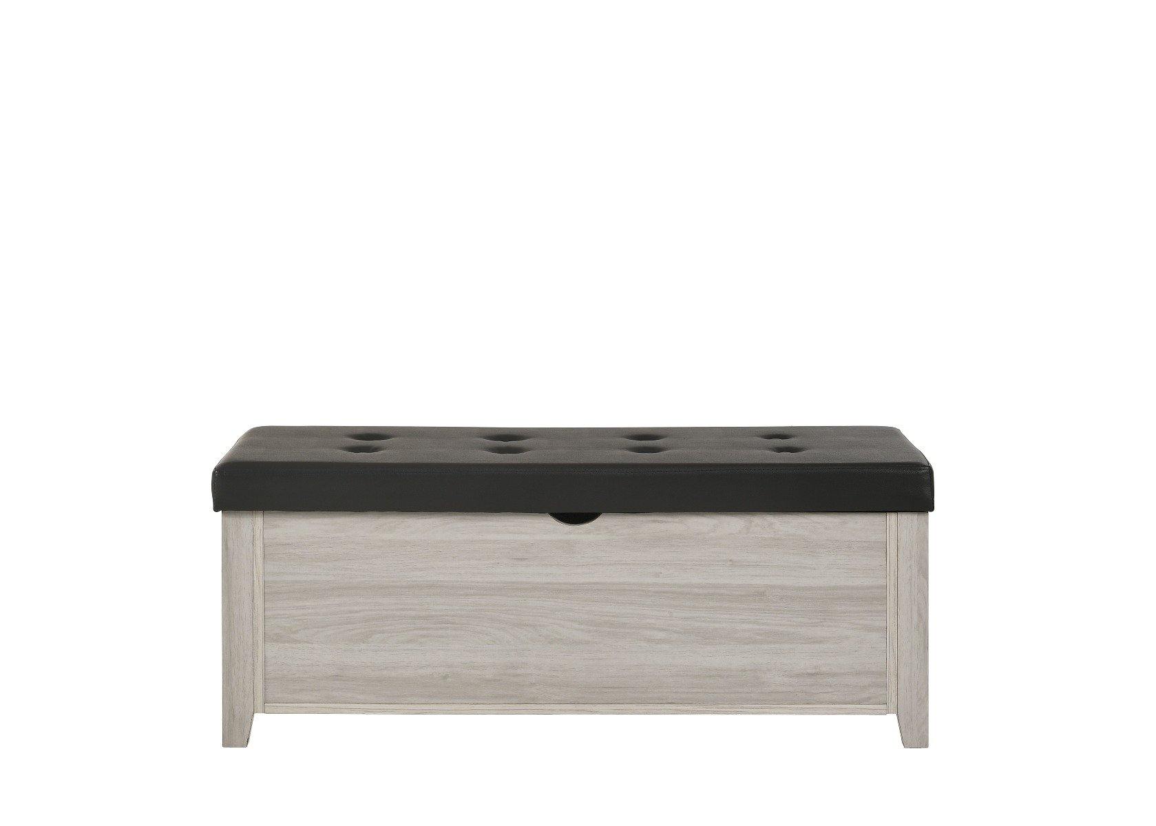 Blanket Box Ottoman Storage With Leather Upholstery In White Oak - Evopia