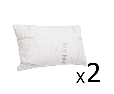 Set of 2 Bamboo Fabric Cover Shredded Memory Foam Pillow 70 x 40 cm - Evopia