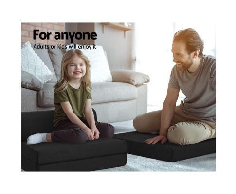 Foldable Mesh Sofa Mattress Fabric Black Single - Evopia