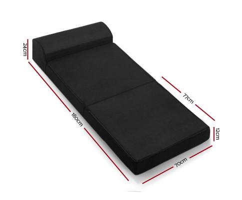 Foldable Mesh Sofa Mattress Fabric Black Single - Evopia
