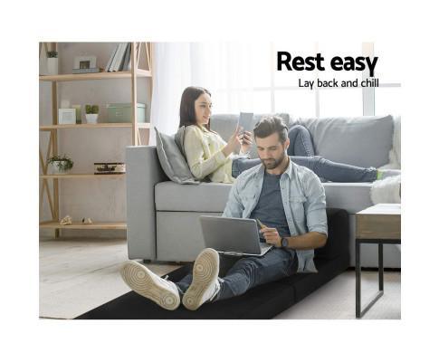 Foldable Mesh Sofa Mattress Fabric Black Single - Evopia