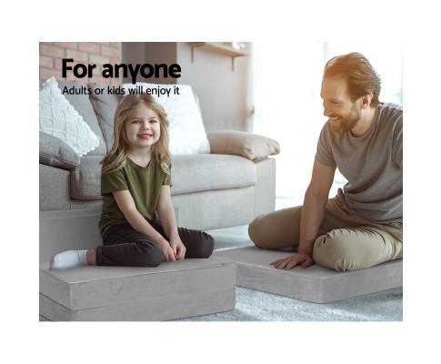 Soft Velvet Folding Foam Portable Mattress Beige  Single - Evopia