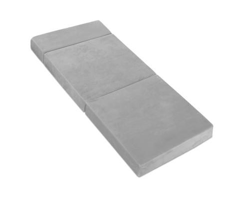 Soft Velvet Folding Foam Portable Mattress Beige  Single - Evopia