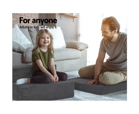 Soft Velvet Folding Foam Portable Mattress Grey Single - Evopia