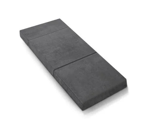 Soft Velvet Folding Foam Portable Mattress Grey Single - Evopia