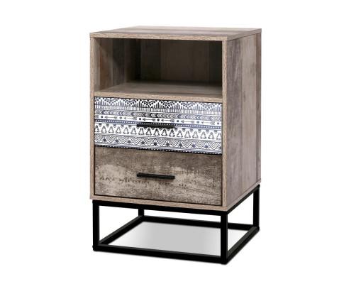 Artiss Industrial Wooden Bedside Table - Evopia