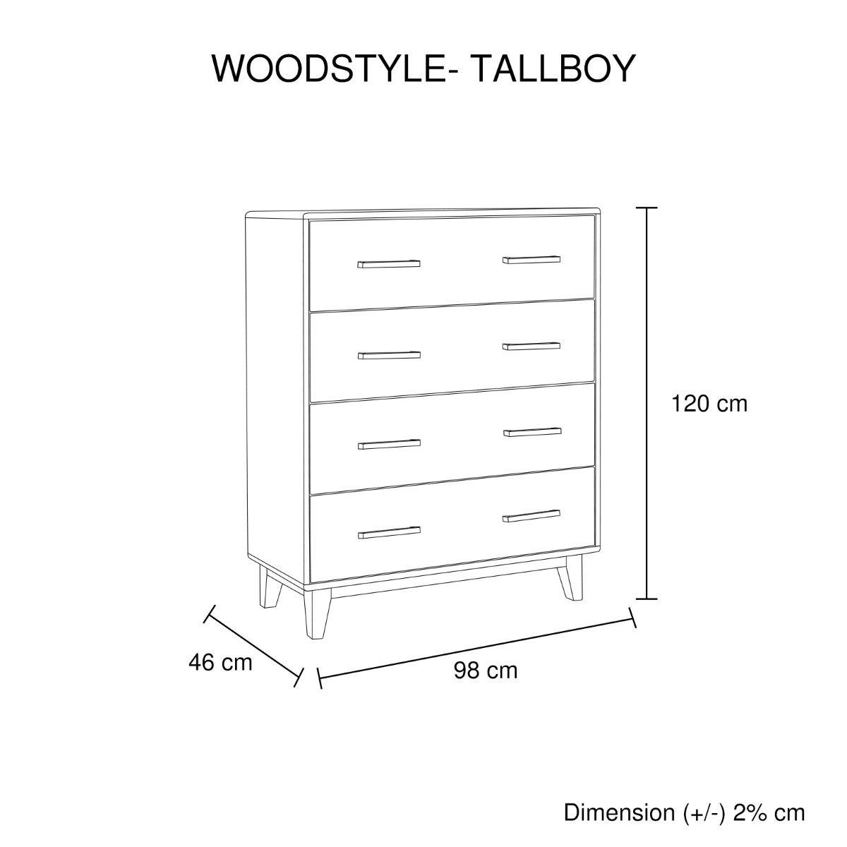Woodstyle 4- drawer Tallboy - Evopia