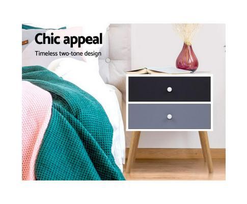 Scandinavian Bedside Tables Drawers Storage Cabinet - Evopia