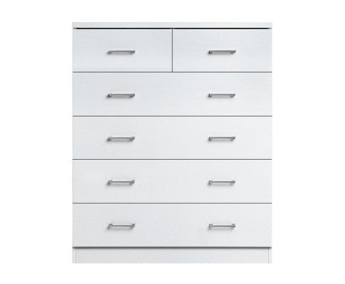 Tallboy 6 Drawers Storage Cabinet White - Evopia