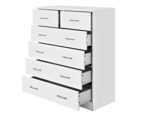 Tallboy 6 Drawers Storage Cabinet White - Evopia